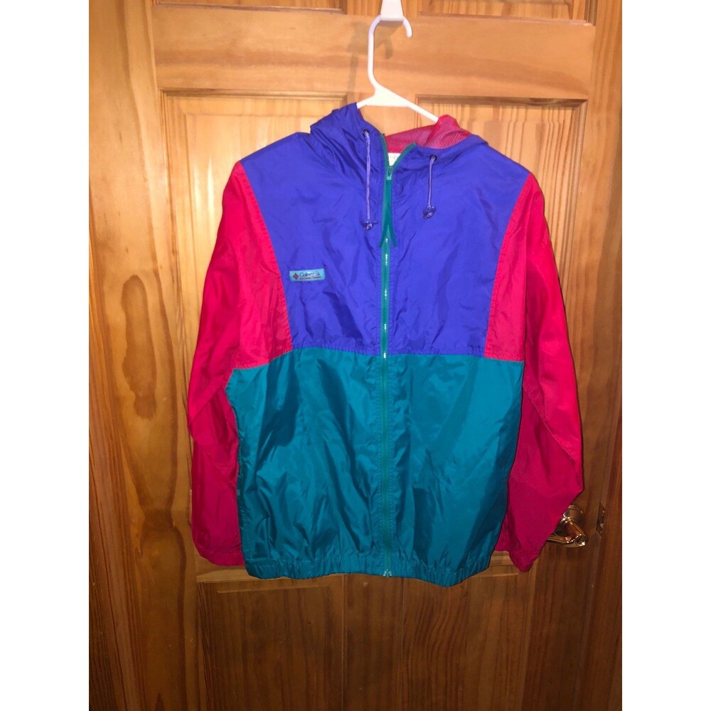 Vintage Columbia Colorblock Windbreaker Jacket in Purple, Teal & Red